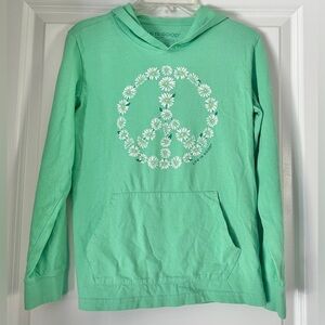 Life is Good Daisy Peace Long Sleeve Hoodie Tee Size L